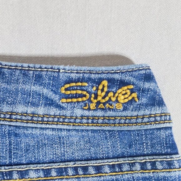 Silver jeans women's size 24 medium washed denim blue Aiko Capri Vintage Y2K - Picture 5 of 14
